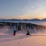helicopter landing arctic sunset adventure